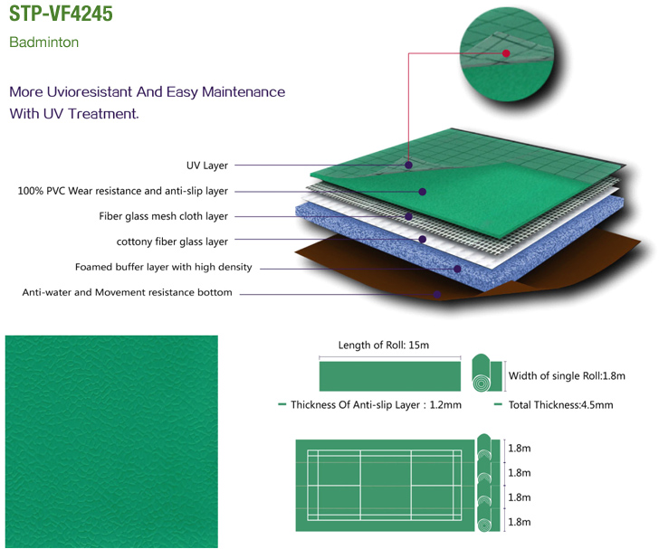 STP Vinyl Flooring (STP-VF4245 Badminton)
